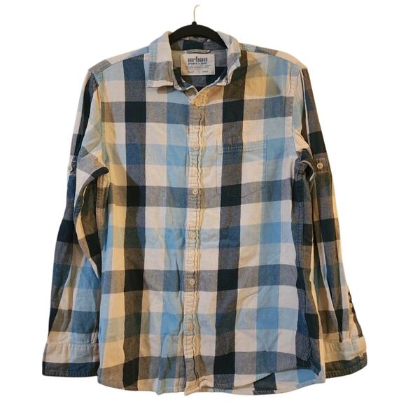 Urban Pipeline Mens Flannel Shirt Size S Blue White Check Long Sleeve Button Up - Picture 1 of 11